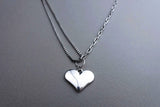 [ 925 Sterling silver ] Mix Chain Heart Pendant Silver Necklace