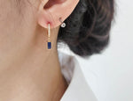 [ 925 Sterling silver ] Blue Cubic Silver Earring