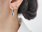 [ 925 Sterling silver ] Blue Cubic Silver Earring