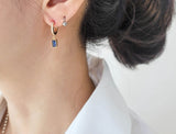 [ 925 Sterling silver ] Blue Cubic Silver Earring