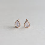 [ 925 Sterling silver ] 925 Silver Waterdrop Bezel White One-Touch Earrings