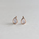 [ 925 Sterling silver ] 925 Silver Waterdrop Bezel White One-Touch Earrings