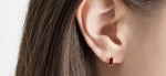 [ 925 Sterling silver ] Garnet Baguette One-Touch Earring