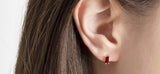 [ 925 Sterling silver ] Garnet Baguette One-Touch Earring