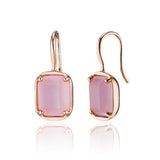 [ 925 Sterling silver ]  Pink Square Hook Silver Earring