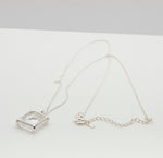 [ 925 Sterling silver ] Big Square  Pendant Silver Necklace