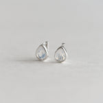 [ 925 Sterling silver ] 925 Silver Waterdrop Bezel White One-Touch Earrings