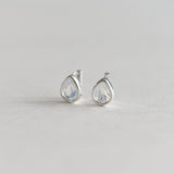 [ 925 Sterling silver ] 925 Silver Waterdrop Bezel White One-Touch Earrings