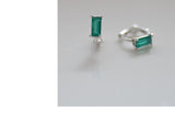 [ 925 Sterling silver ] Green Baguette One-Touch Earring