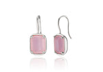 [ 925 Sterling silver ] Pink Rectangle Hook  Earring