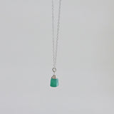 [ 925 Sterling silver ] Green Natural Stone Rough Jewel Necklace