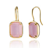 [ 925 Sterling silver ]  Pink Square Hook Silver Earring