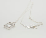 [ 925 Sterling silver ] Big Square  Pendant Silver Necklace