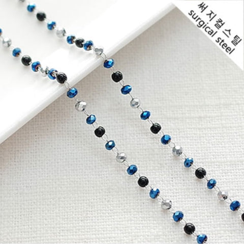 SG.472 // Surgical Steel Metal Mix Chain - Blue ,  50cm / 8-0050-81B