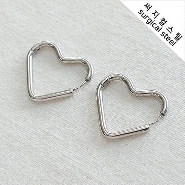 SG.477 // Surgical Steel Big Heart One-Touch Earring, 2 pc / 8-8840-01