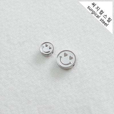 SG.057 // Surgical Steel heart smile Pendant, 2 Pc [5-6535-02]