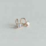 [ 925 Sterling silver ] 925 Silver Square Cubic Ring One-Touch Earrings