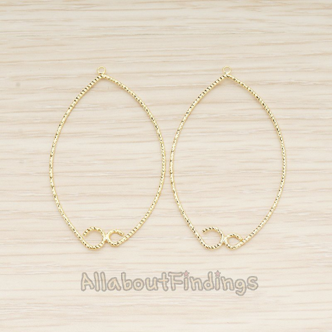 PD.1721 // Rope Textured Circle in Oval Link Pendant, 2 Pc