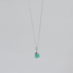 [ 925 Sterling silver ] Green Natural Stone Rough Jewel Necklace