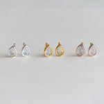 [ 925 Sterling silver ] 925 Silver Waterdrop Bezel White One-Touch Earrings