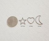 SG.066 // Surgical Steel Frame Star/Heart/Moon Pendant , 2 Pc [5-6518-07]