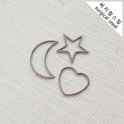 SG.066 // Surgical Steel Frame Star/Heart/Moon Pendant , 2 Pc [5-6518-07]