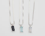 [ 925 Sterling silver ] Crystal Baguette Silver Necklace