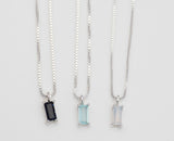 [ 925 Sterling silver ] Crystal Baguette Silver Necklace