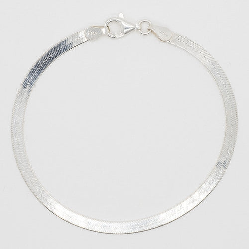 925 Sterling silver ] Flat Snake Chain Silver Bracelet