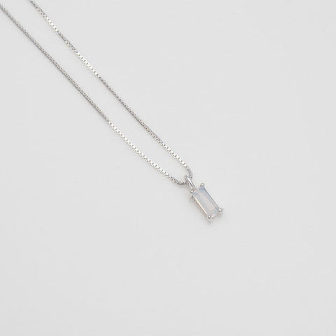 [ 925 Sterling silver ] Crystal Baguette Silver Necklace