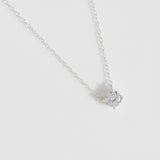 [ 925 Sterling silver ] 4mm Cubic Pendant Silver Necklace