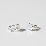 [ 925 Sterling silver ] Natural Rainbow Moonstone One-Touch Silver Earring-Silver