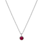 [ 925 Sterling silver ]  Fuchsia Pink Stone Pendant Silver Necklace