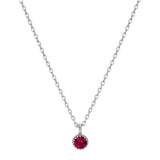 [ 925 Sterling silver ]  Fuchsia Pink Stone Pendant Silver Necklace