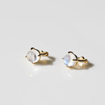 [ 925 Sterling silver ] Natural Rainbow Moonstone One-Touch Silver Earring-Gold