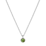 [ 925 Sterling silver ]  Peridot Stone Pendant Silver Necklace