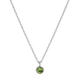 [ 925 Sterling silver ]  Peridot Stone Pendant Silver Necklace