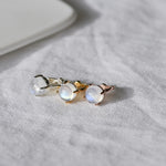 [ 925 Sterling silver ] Natural Rainbow Moonstone One-Touch Silver Earring-Gold