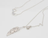 [ 925 Sterling silver ] Leaf Cubic Silver Necklace