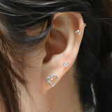 [ 925 Sterling silver ] Heart Stud Silver Earring