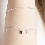 [ 925 Sterling silver ] Black Stone Baguette Silver Bracelet