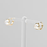 [ 925 Sterling silver ] Natural Rainbow Moonstone One-Touch Silver Earring-Gold