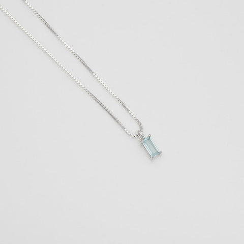 [ 925 Sterling silver ] Blue Baguette Silver Necklace