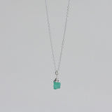 [ 925 Sterling silver ] Green Natural Stone Rough Jewel Necklace