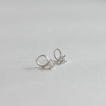 [ 925 Sterling silver ] 925 Silver Square Cubic Ring One-Touch Earrings