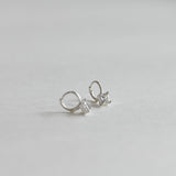 [ 925 Sterling silver ] 925 Silver Square Cubic Ring One-Touch Earrings