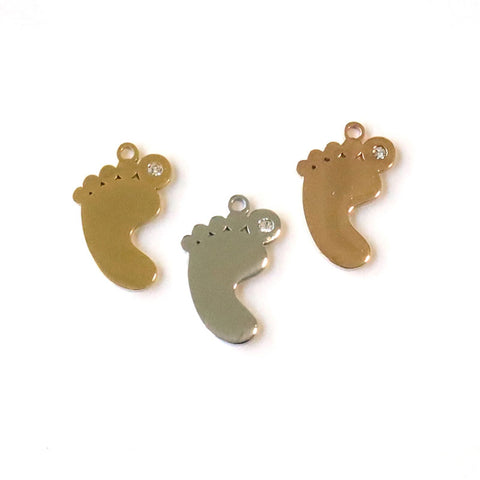 SG.542 // Surgical Steel cubic footprints Pendant [Siver, Gold, Rose Gold], 1 pc