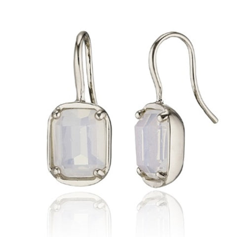 [ 925 Sterling silver ]  White Square Hook Silver Earring