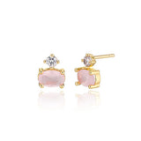 [ 925 Sterling silver ] Rose Quartz Rectangular Shape Earring