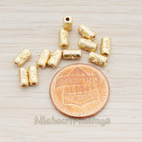 BD.006 // Flower Pattern Oriental Cylindrical Matal Bead, 4Pc